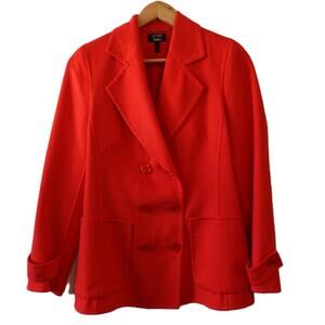 Vintage 90 Escada Blazer Womens 38 Red 100% Cashmere Jacket Coat Pristine Italy